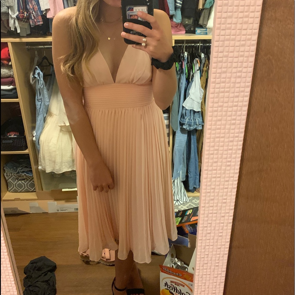 Lulus pink strapless midi dress